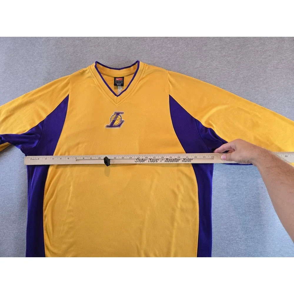Vintage Nike Warm Up Shirt Mens Large Gold 2002-03 Los Angeles Lakers NBA Y2K